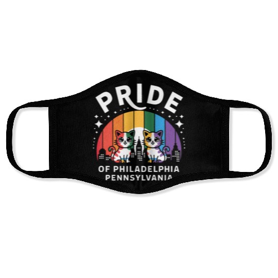 Pride of Philadelphia City Pennsylvania USA Rainbo Face Masks