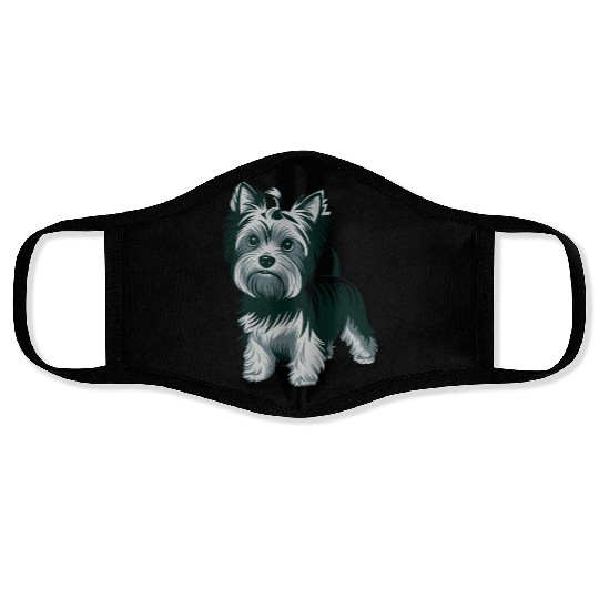 Adorable Yorkshire Terrier Art for Dog Lovers Face Masks