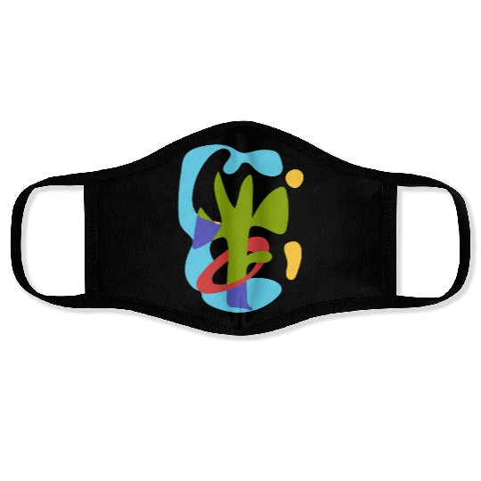 summer tropical wave - vintage abstract bauhaus Face Masks