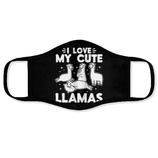 Llama Lover Alpaca Lover - I love my cute Llamas Face Masks