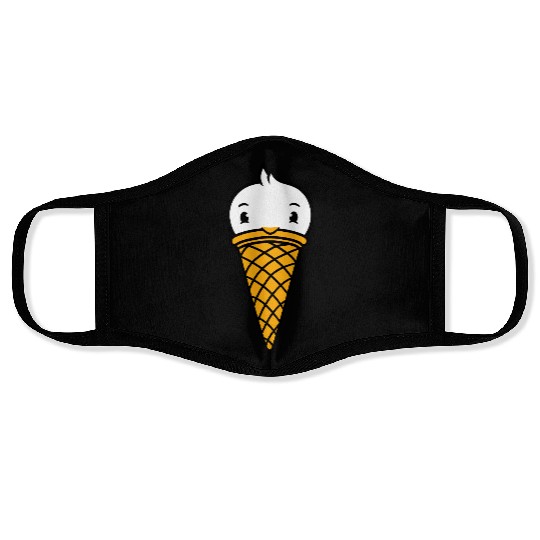 Bird Ice Cream Waffle Scoops Summer Yummy eating Face Masks