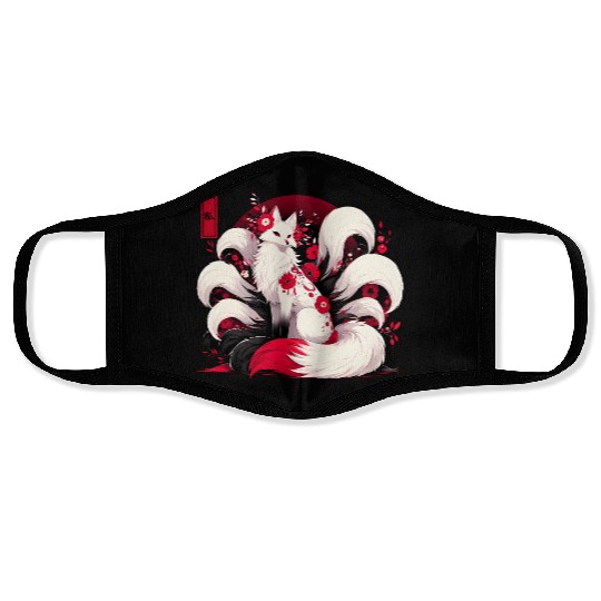 Kitsune Fox Red spider lily Flowers Japanese Nine Face Masks