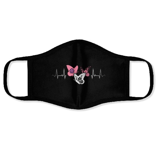 Lesbian Heartbeat Butterflies Pink Cute Pride Face Masks