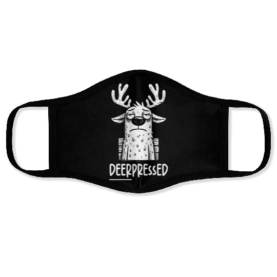 Deerpressed Tired Deer Sarcastic Novelty Funny Hum Face Masks