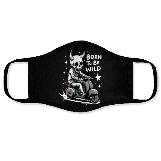 Born to Be Wild - Skull Devil on Scooter Face Masks