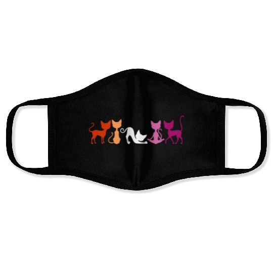 Elegant Cats in Lesbian Colors Yoga & Stretching Face Masks
