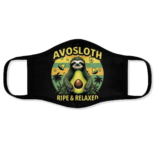 Funny Avocado Sloth Hybrid Avosloth Retro Vintage Face Masks