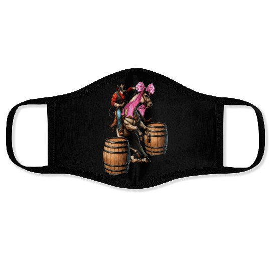 Coquette Bow Barrel Racer Barrel Racing Rodeo Mom Face Masks