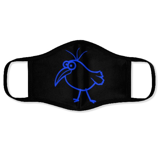 Bird looks cute funny stupid weird confused comic Face Masks