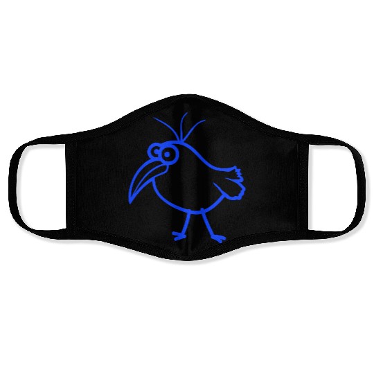 Bird looks cute funny stupid weird confused comic Face Masks