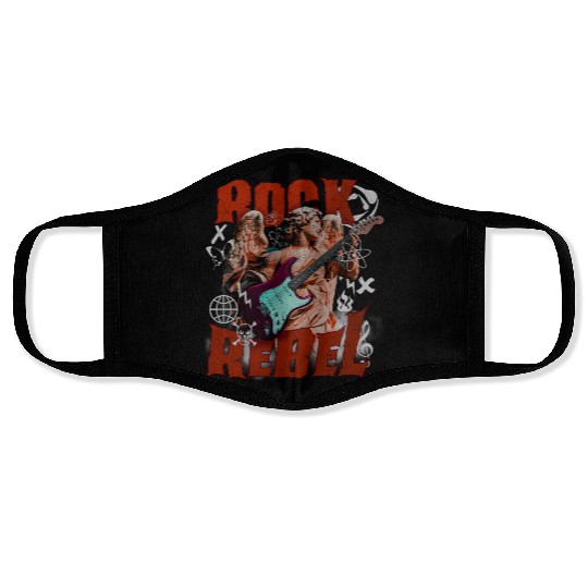 Rock Angel Rebel - Guitar Skull Music Design Face Masks