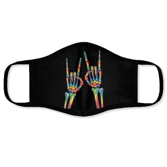 Skeleton Rock Hand Rainbow LGBTQ Gay Lesbian Pride Face Masks