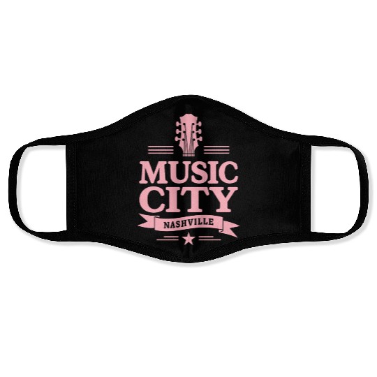 Music City Nashville Guitar Tennessee Face Masks