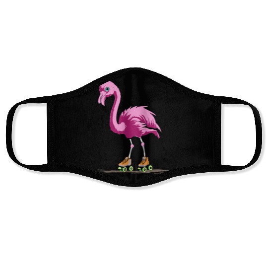 Roller Rink Flamingo Too Cool to Waddle Face Masks