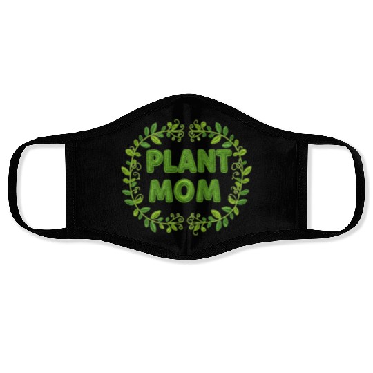Plant Mom Floral Wreath Design Face Masks