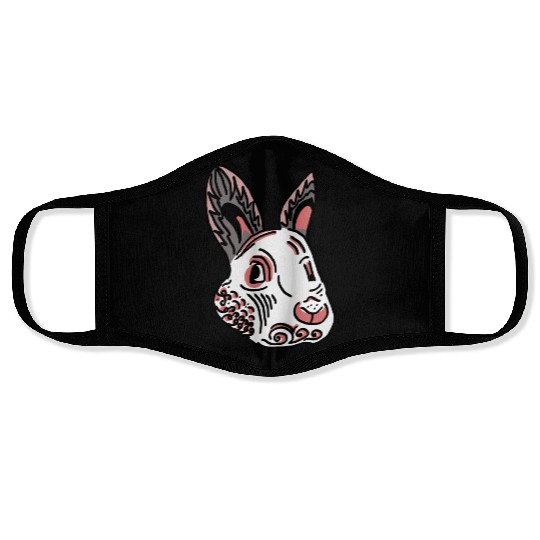 Fantasy Rabbit Face in Ethnic Strokes Face Masks