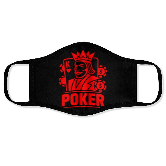 Poker King of Hearts Design Vector One Color Face Masks