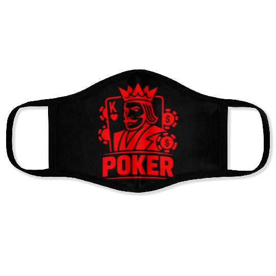 Poker King of Hearts Design Vector One Color Face Masks