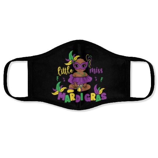Little Miss Mardi Gras Baby Girl Design Face Masks