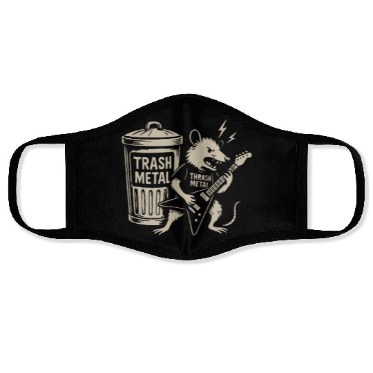 Guitar thrash metal trash metal opossum funny Face Masks