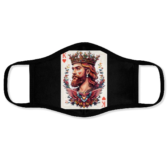 King of Hearts Card Illustration Face Masks