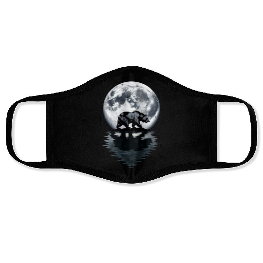 Bear Silhouette Under Full Moon – Wilderness Wildl Face Masks