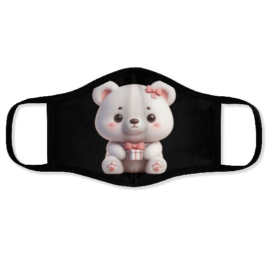 Sweet Teddy Bear and Gift Box Face Masks