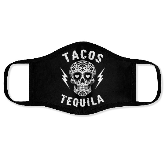 Tacos Tequila & Skull Vibes Face Masks