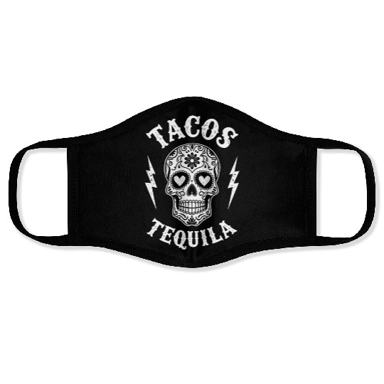 Tacos Tequila & Skull Vibes Face Masks