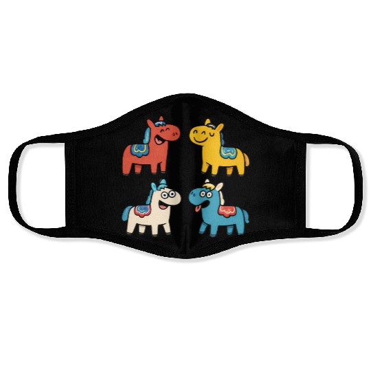 Cute Cartoon Dala Horses Set Face Masks
