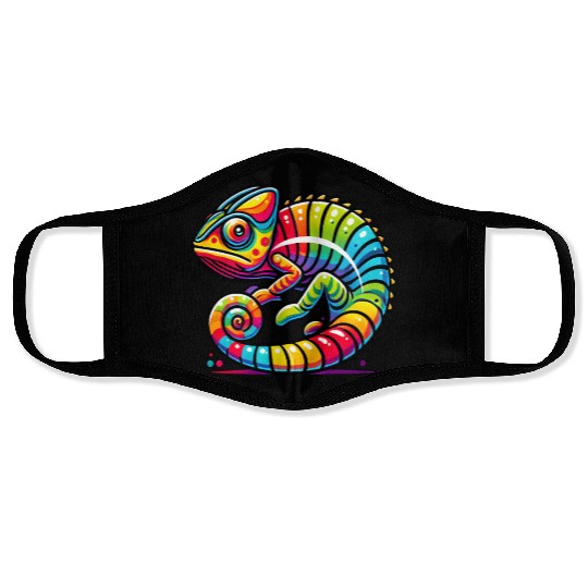 Colorful Chameleon Vibrant Rainbow Lizard Face Masks
