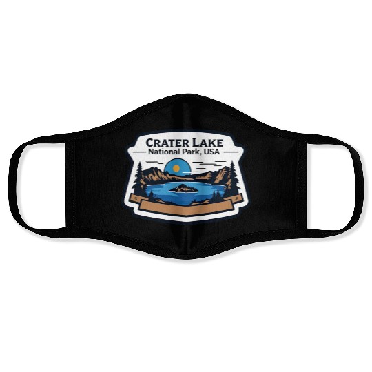 Crater Lake National Park Southern Oregon USA Logo Face Masks