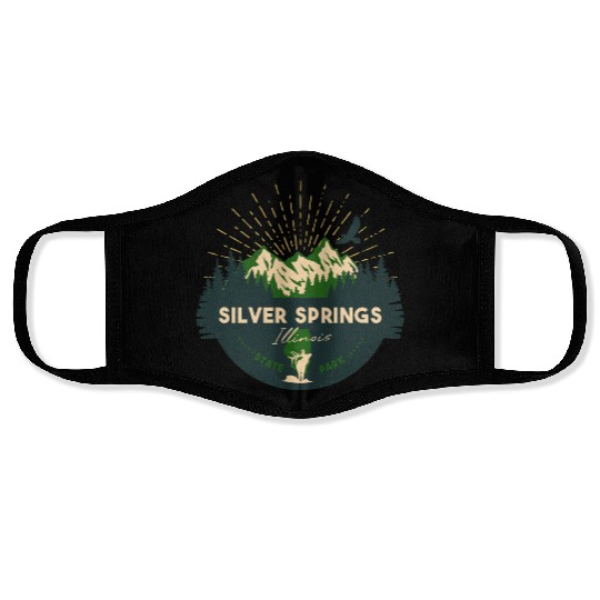 Silver Springs Illinois IL State Park Retro Camp Face Masks