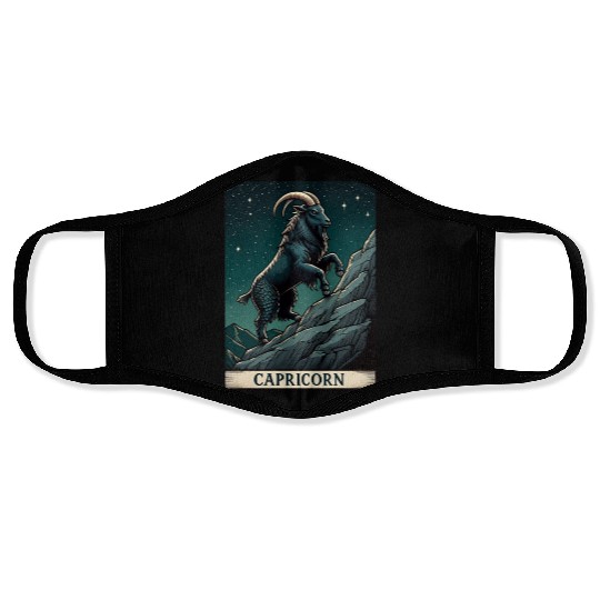 Zodiac Card Capricorn Face Masks