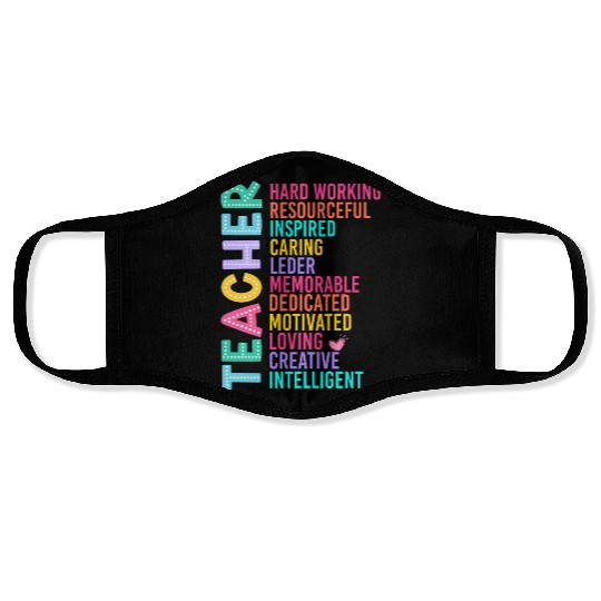 TEACHER APPRECIATION Colourful Inspirational Words Face Masks