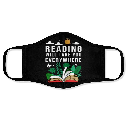Reading Teacher Librarian Read Book Face Masks