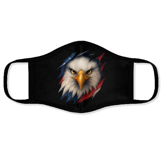 Fierce American Eagle Ripped Design Face Masks