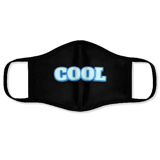 COOL Ice Blue Bold Text Face Masks