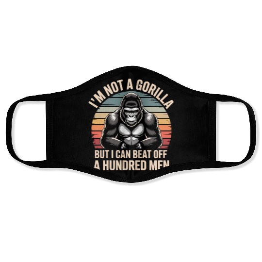 Funny Gorilla Strength Vintage Sunset Face Masks