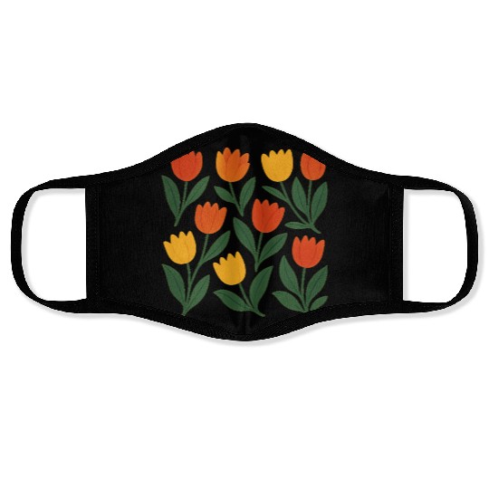 Bright Tulip Garden Pattern Face Masks