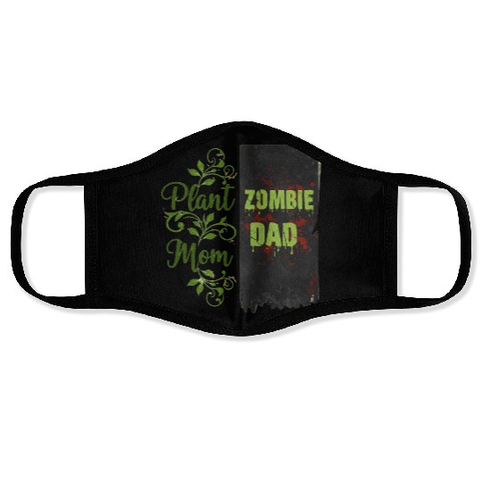 Plant Mom Zombie Dad Couple Design Face Masks