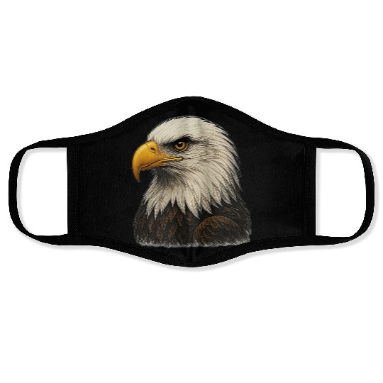 Majestic Bald Eagle Head Illustration Face Masks