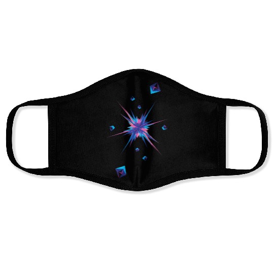 Vibrant Geometric Explosion in Neon Colors Face Masks