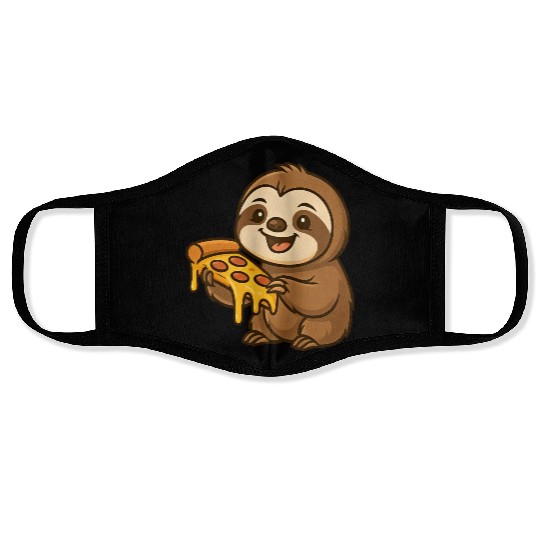 Cute sloth cartoon pizza pizza lovers fun Face Masks