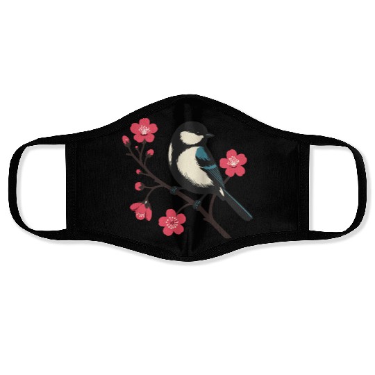 Cherry Blossom Bird - Spring Serenity Art Face Masks