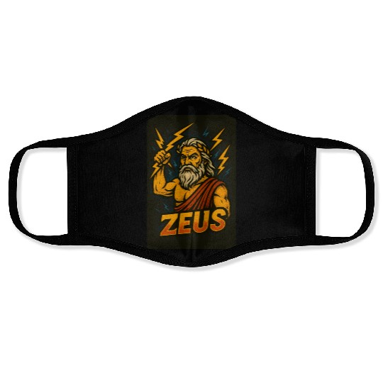 Epic Zeus Thunderbolt Illustration Face Masks