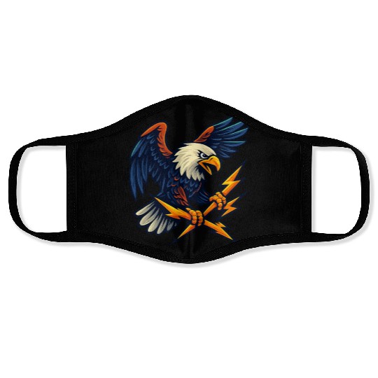Bald Eagle with Lightning Bolts Face Masks Design