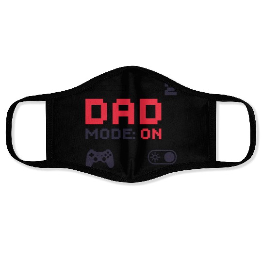 Dad Mode On Retro Gamer Dad Pixel Art Design Face Masks