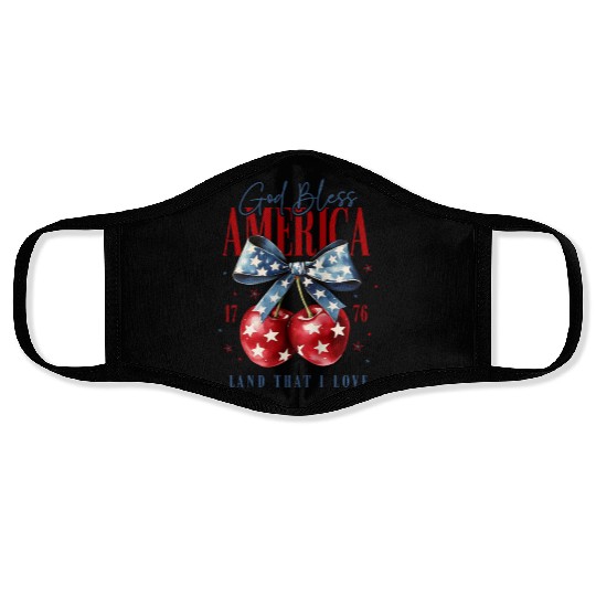 4th of July Cherry America Coquette Face Masks