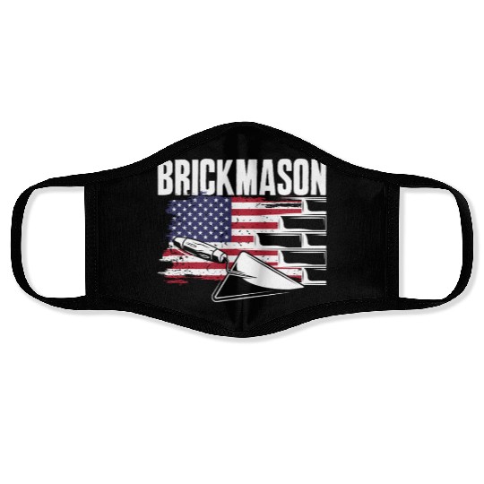 Bricklayer Brickmason American Pride Face Masks